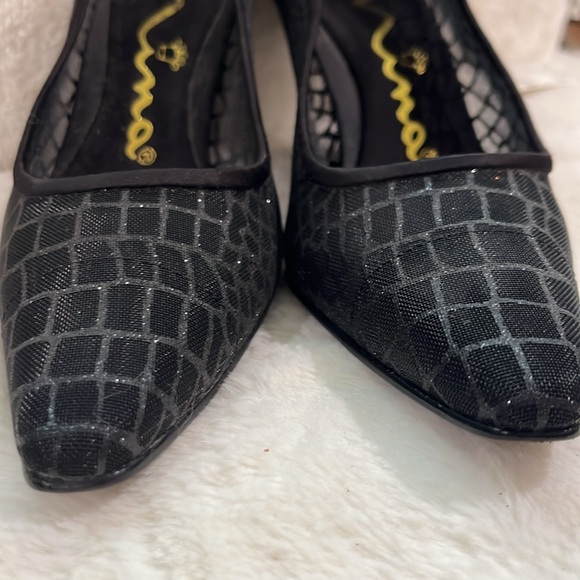 BOGO Black mesh 3 inch high heels by Nina size 6.5 Celebration coquette modern - Picture 2 of 6